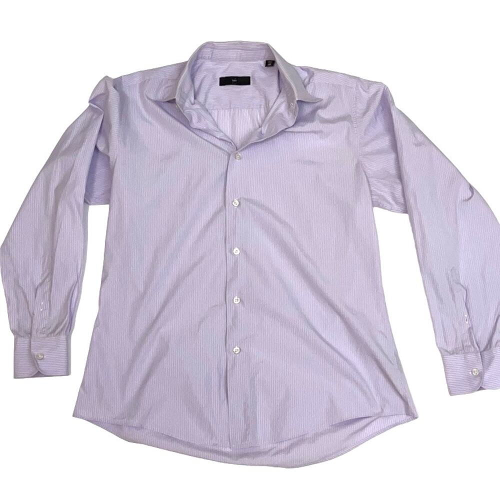 Ermenegildo Zegna Mens Shirt Size 42 16.5 Purple Stripe Dress Shirt Long Sleeve